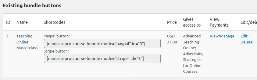 Manage course bundles